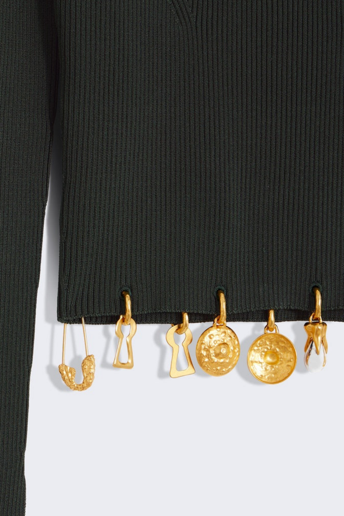 Ortiza Metal Embellished Knit Top & Midi Skirt Set - Black