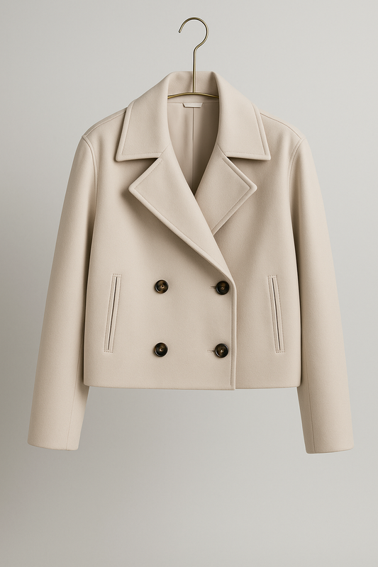 Short Wool Blend Coat | Double Breasted | Oversized Fit