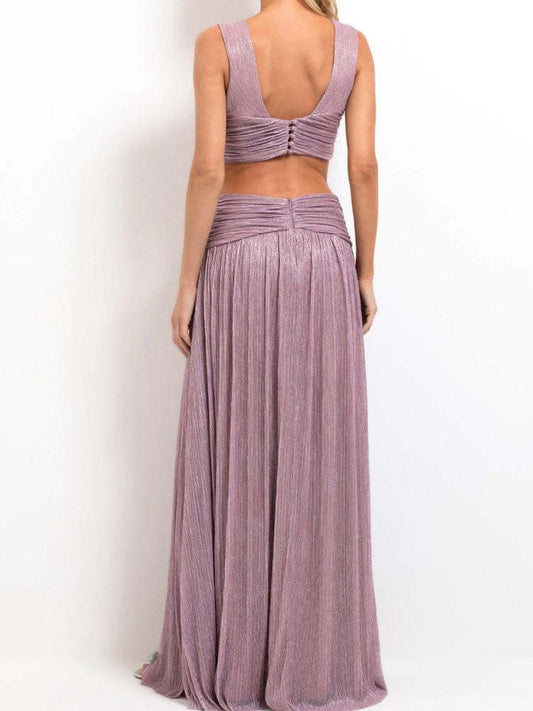 Lurex Plunge Maxi Dress
