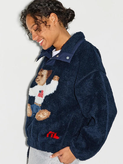 Blue Teddy Bear Graphic  Sweatshirt