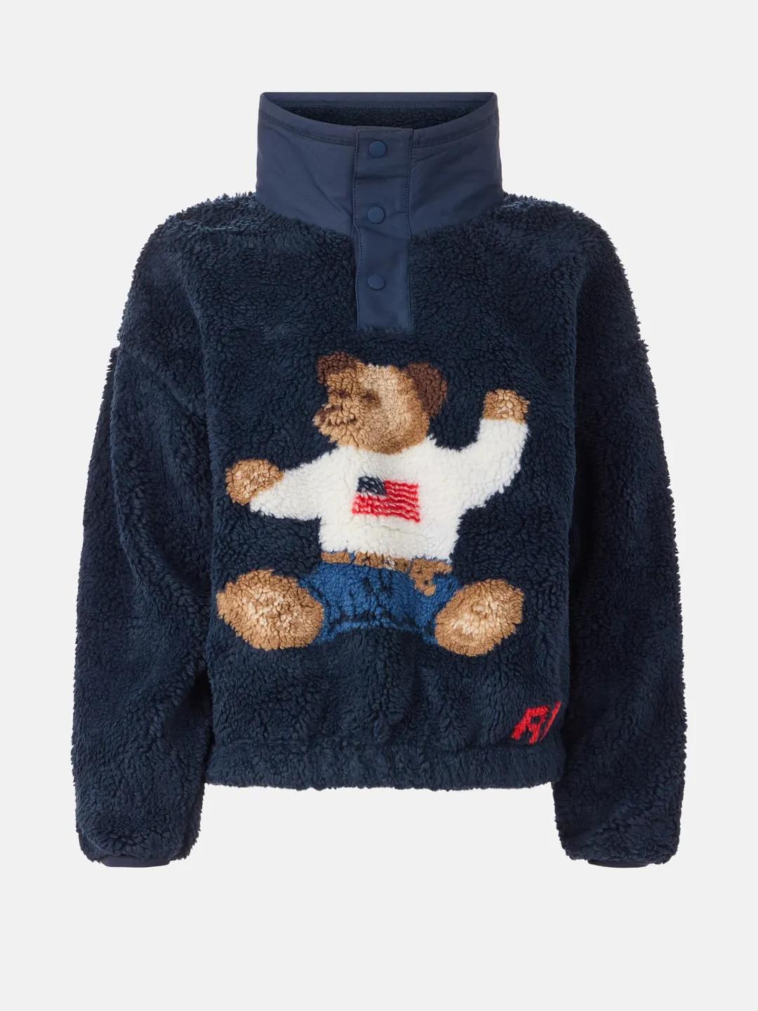 Blue Teddy Bear Graphic  Sweatshirt