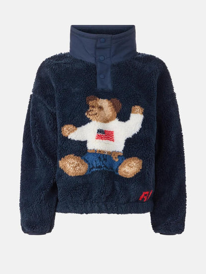 Blue Teddy Bear Graphic  Sweatshirt