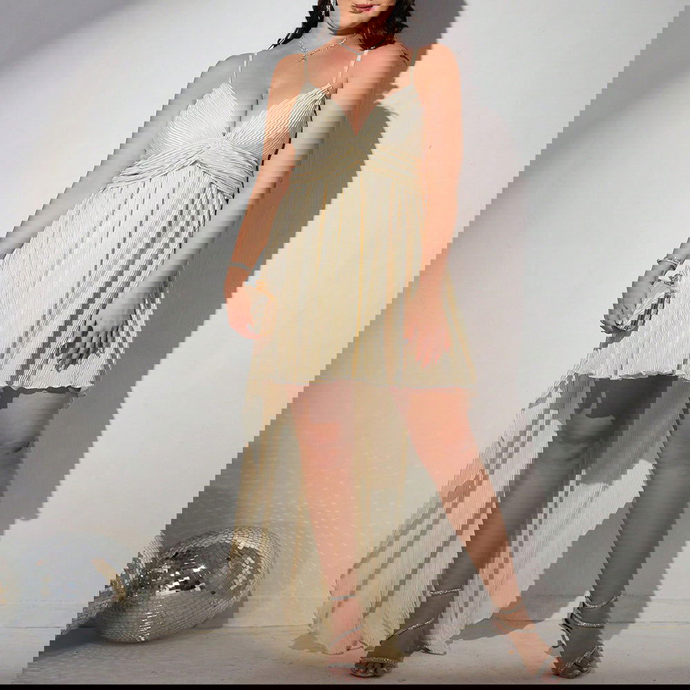 Plus Size Dress Plump Girls Trailing Slightly Transparent Deep V Plunge Strap Maxi Dress Formal Dress