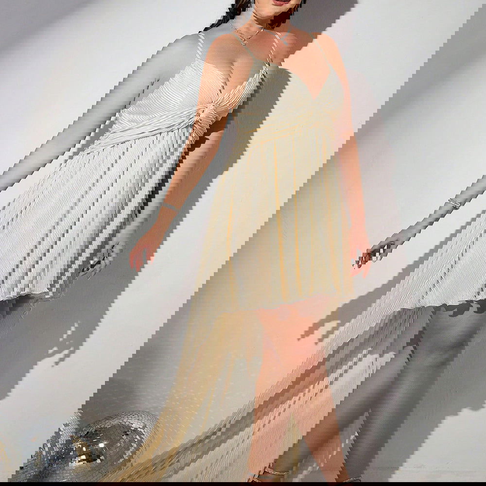 Plus Size Dress Plump Girls Trailing Slightly Transparent Deep V Plunge Strap Maxi Dress Formal Dress