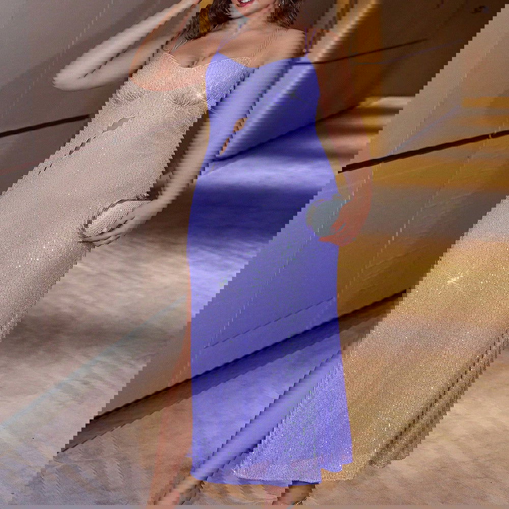 Plus Size Dress Party Sequin Sling Maxi Dress