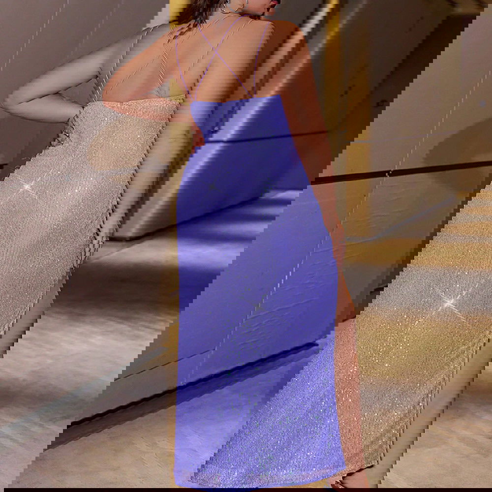 Plus Size Dress Party Sequin Sling Maxi Dress