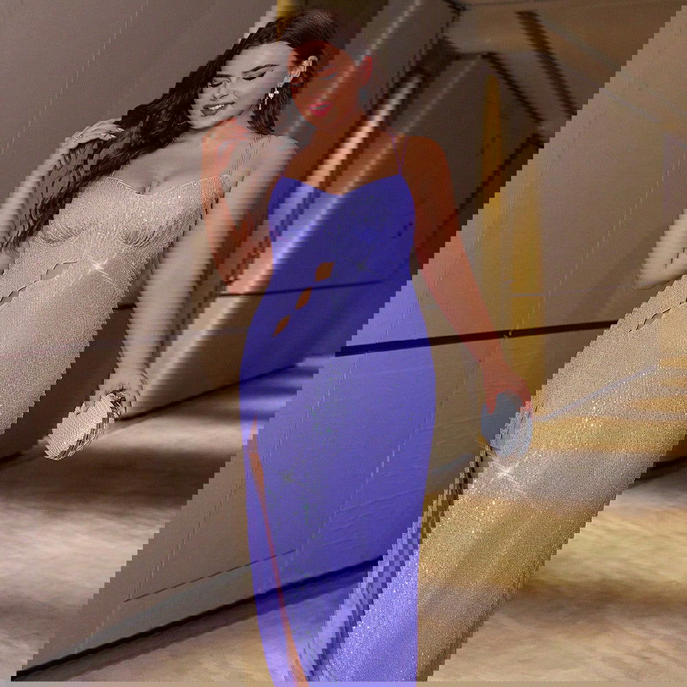 Plus Size Dress Party Sequin Sling Maxi Dress