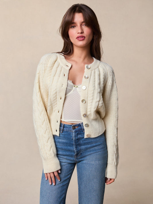 Maison Cable Knit Cardigan | Buttoned Front