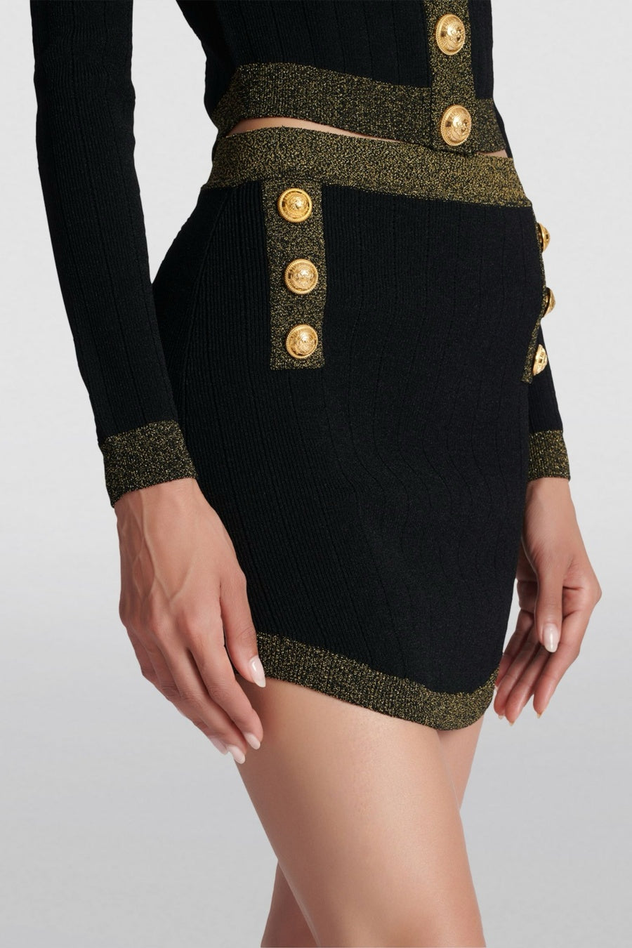 Ryvia Buttoned Knit Mini Skirt
