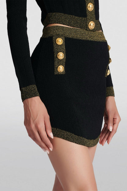 Ryvia Buttoned Knit Mini Skirt