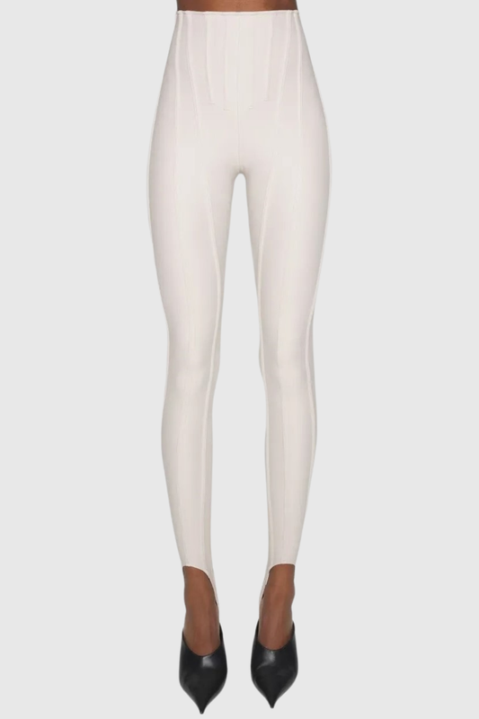 Rosina Panelled Corseted Leggings - White