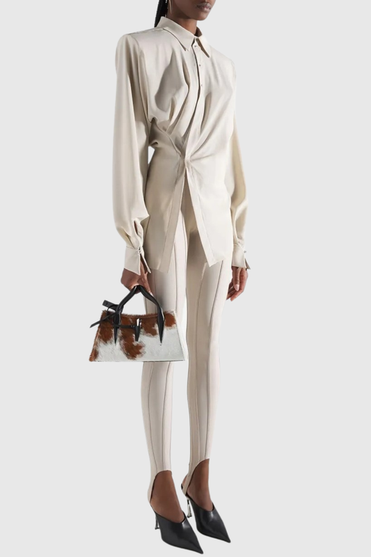 Rosina Panelled Corseted Leggings - White