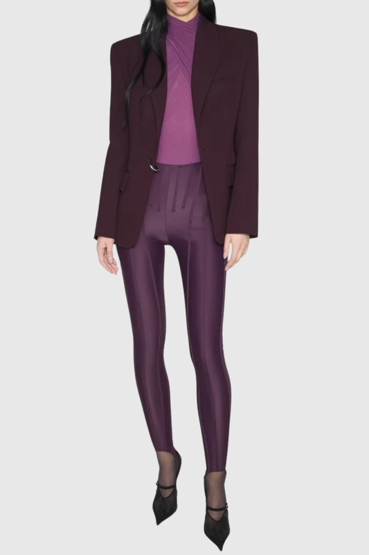 Rosina Panelled Corseted Leggings - Purple