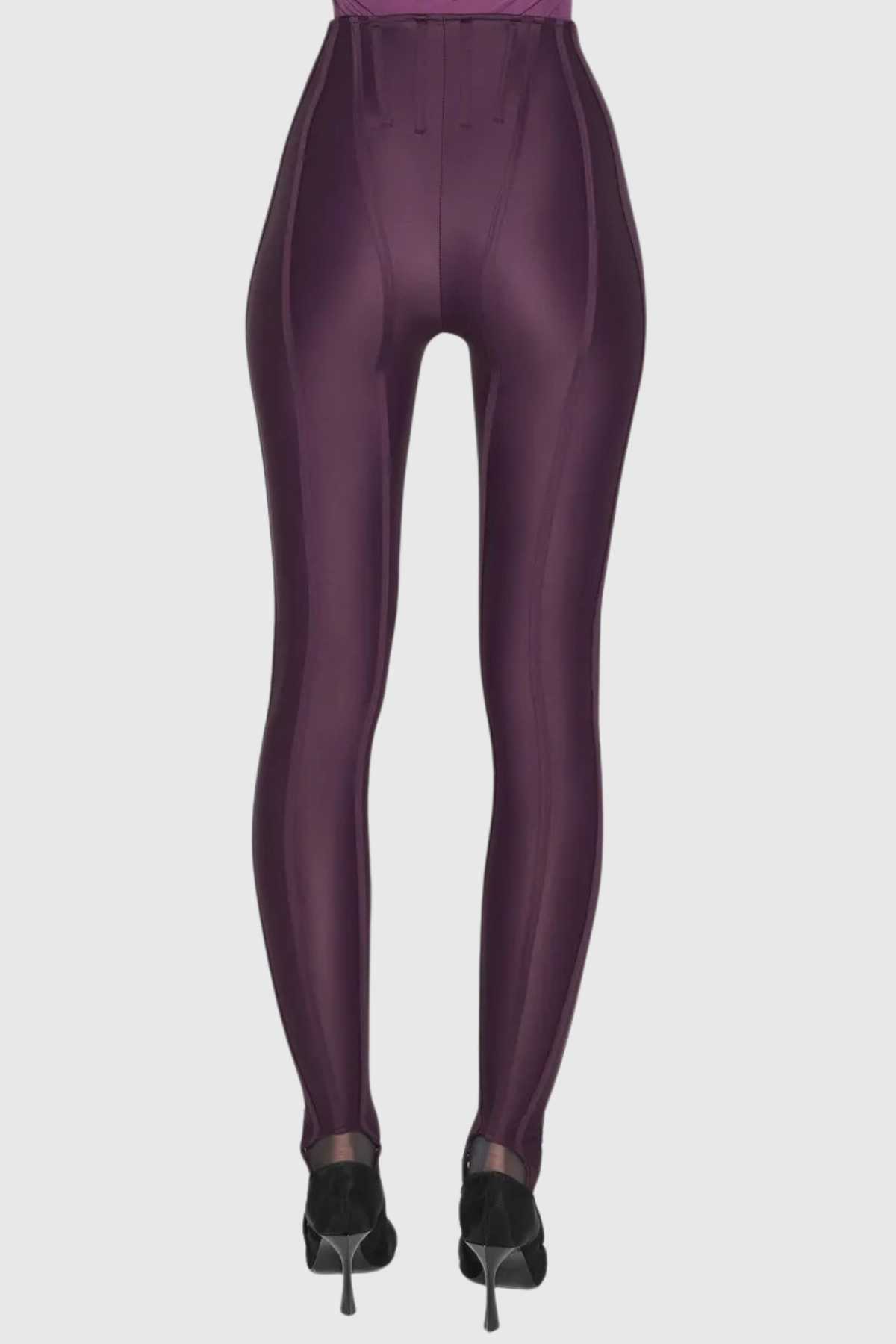 Rosina Panelled Corseted Leggings - Purple