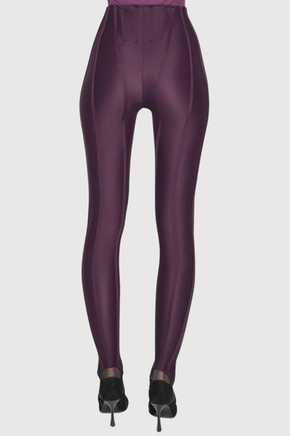 Rosina Panelled Corseted Leggings - Purple