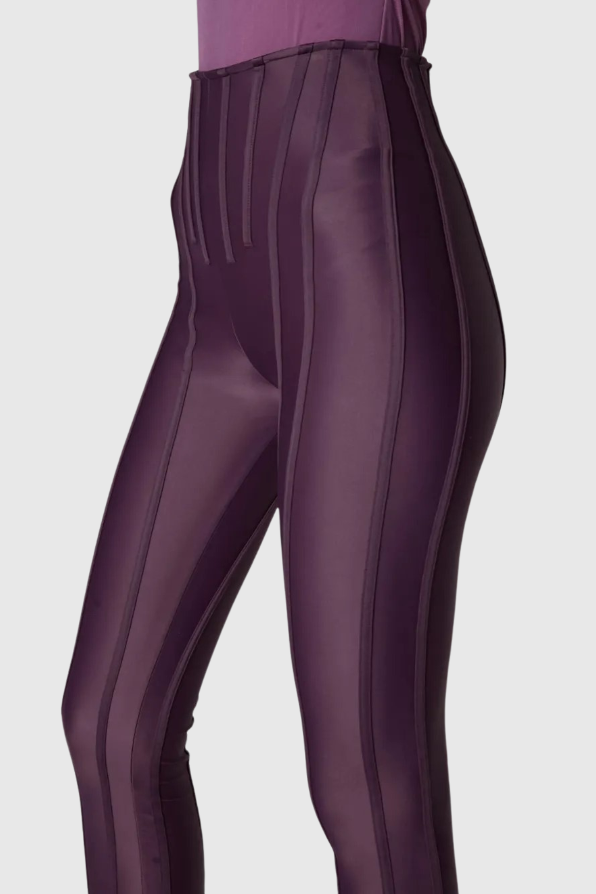 Rosina Panelled Corseted Leggings - Purple