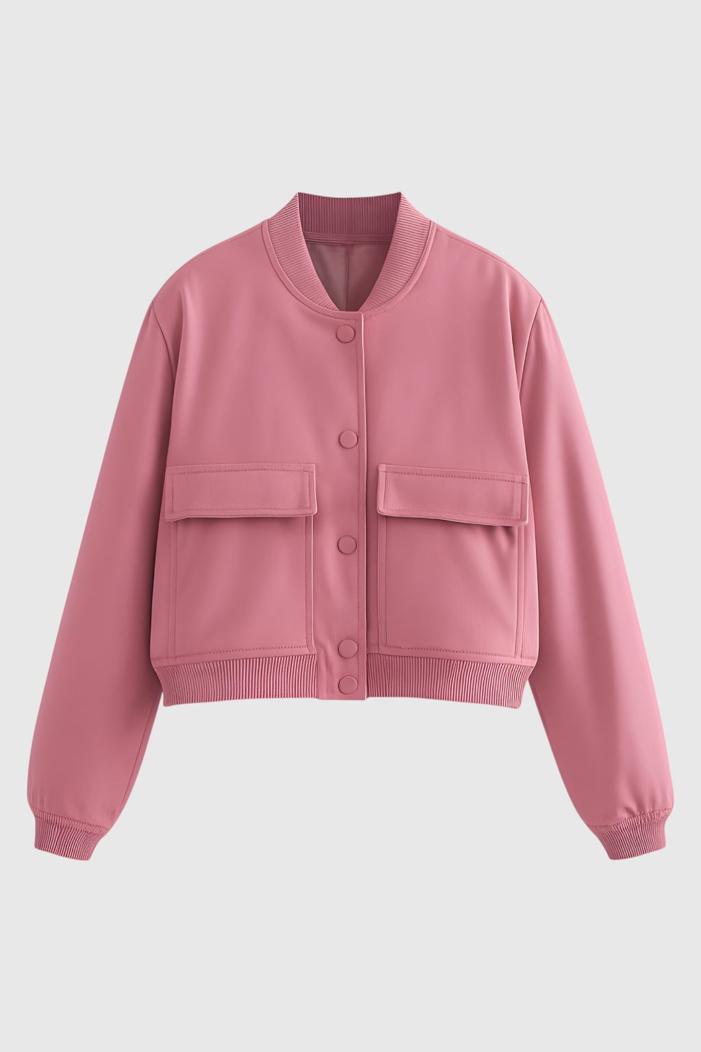 Bomber Jacket With Front Pockets | Cropped Silhouette