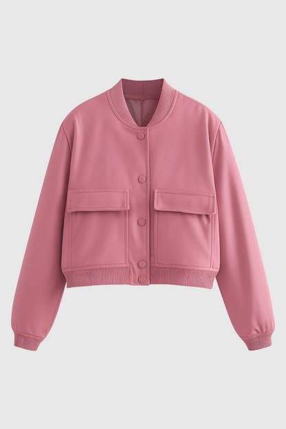 Bomber Jacket With Front Pockets | Cropped Silhouette