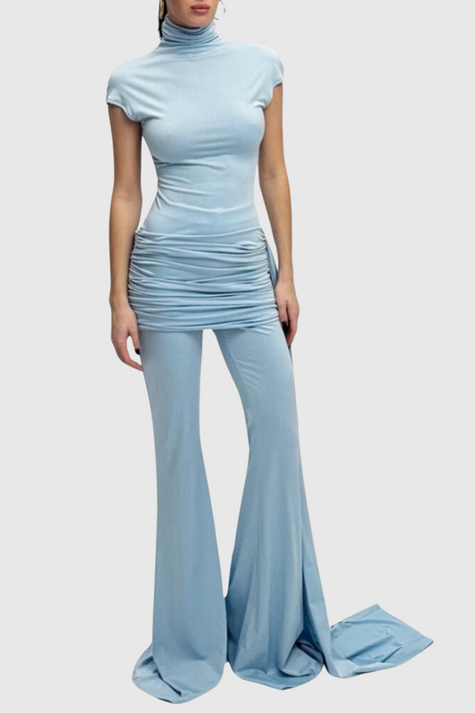 Rufas Draped Flared Jumpsuit - Blue