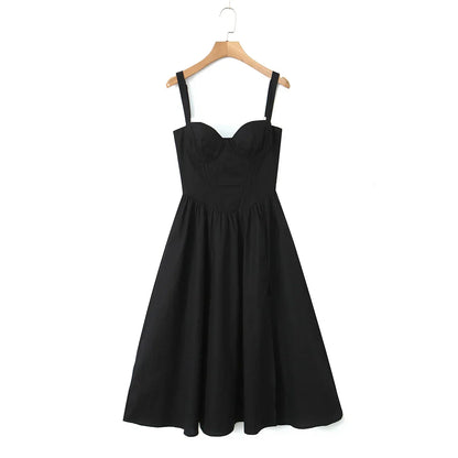 Wire Corset Style Low Waist White Midi Dress