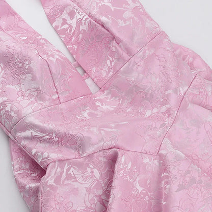 Women's Bow Deep V Halter Backless A-line Dress