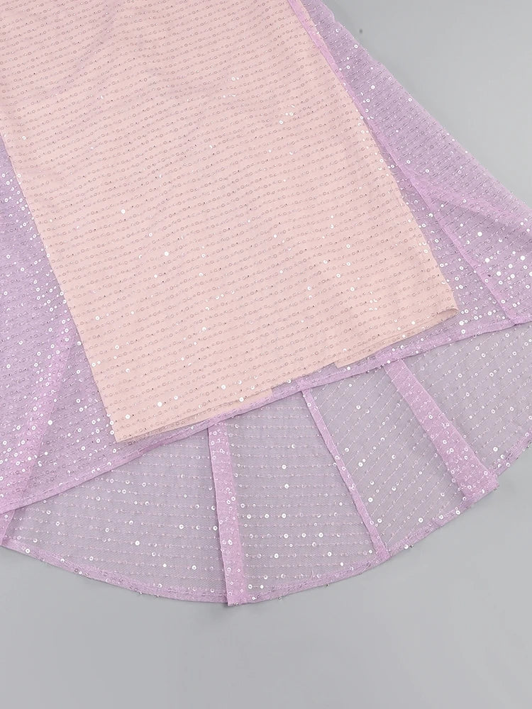 Chain Spaghetti Straps Sequins Maxi Dress