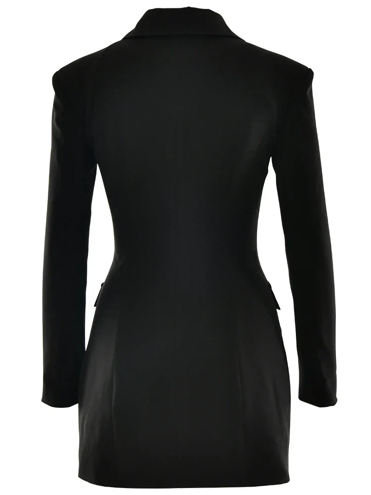 Turn-down Collar Buttons Blazer Mini Dress