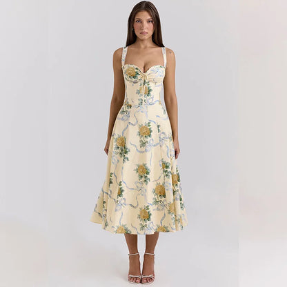 Floral Print Spaghetti Strap Midi Dress