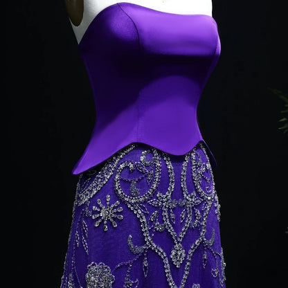 Tulle Strapless Sequined Evening Dress