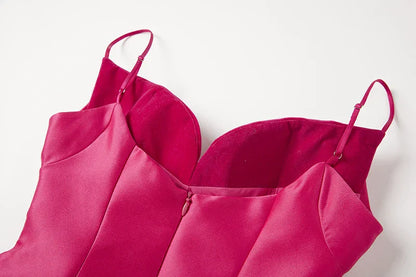 Chest Pad Wrap Corset A Line Pleated Halter Dress