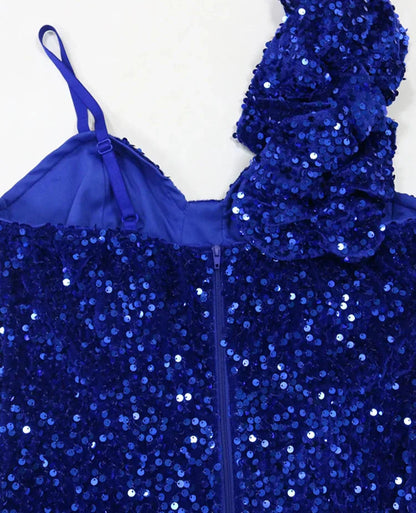 Slit Padded Sequin Strap Long Dress