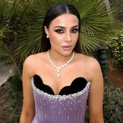 Lilac Corset Satin Evening Dress