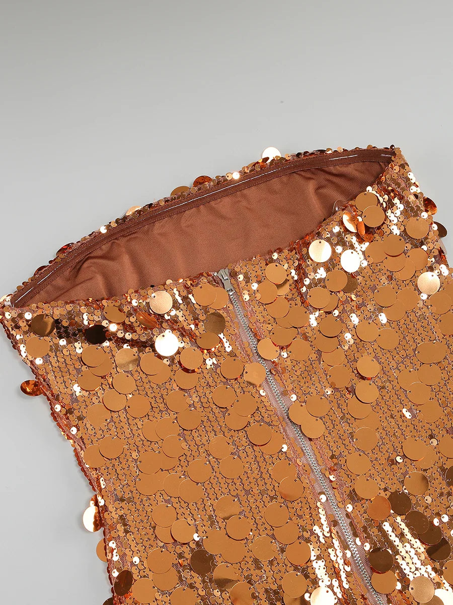 Sequins Strapless Bodycon Mini Dress