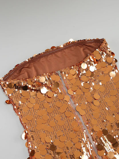 Sequins Strapless Bodycon Mini Dress