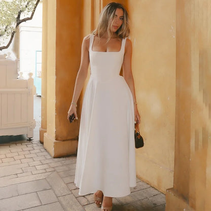 Black Maxi Dress Square Neck Spaghetti Straps