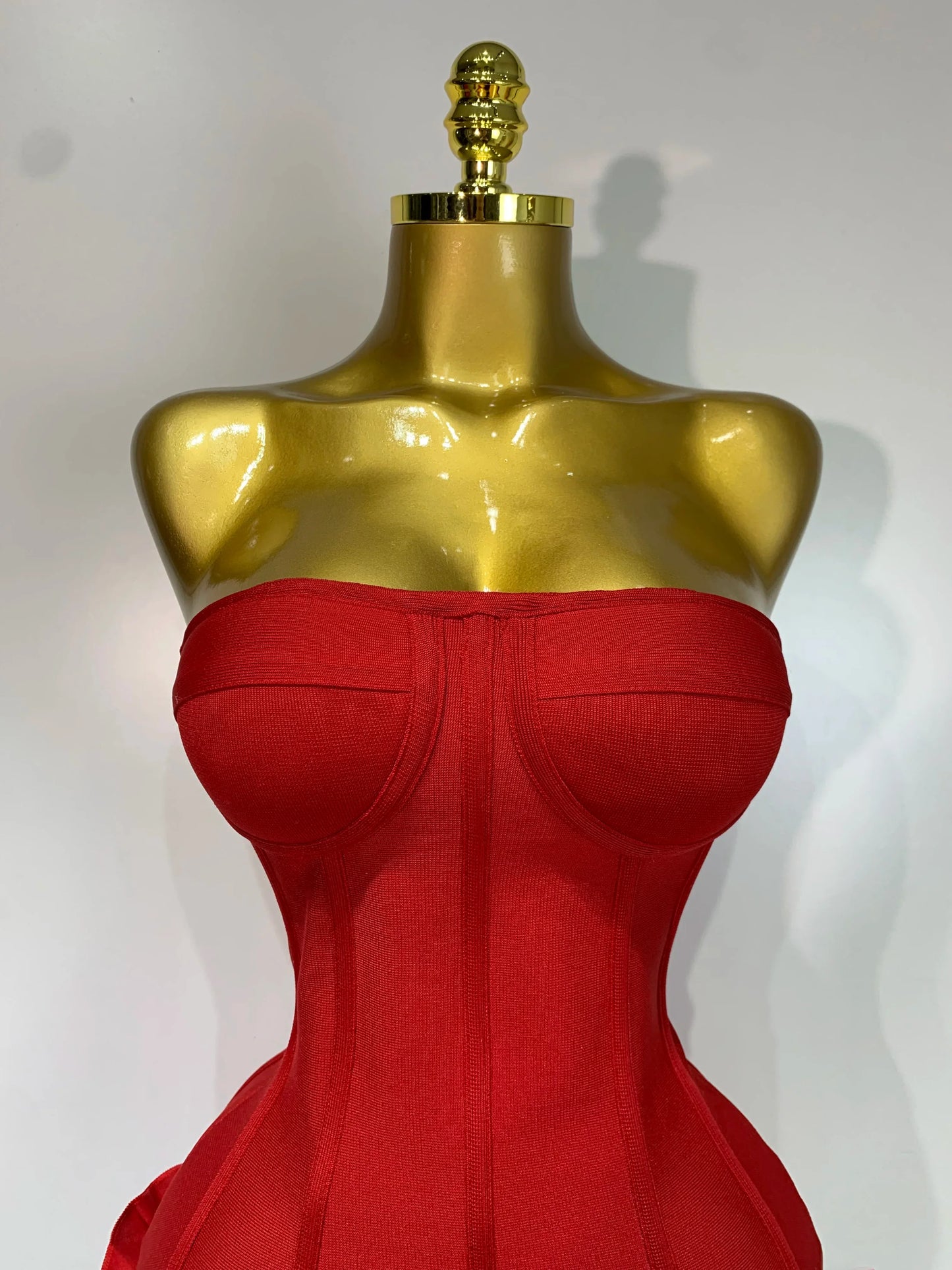 Strapless Flower Embellished Mini Bandage Dress