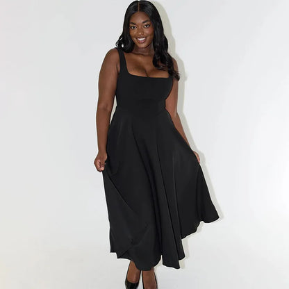 Black Maxi Dress Square Neck Spaghetti Straps