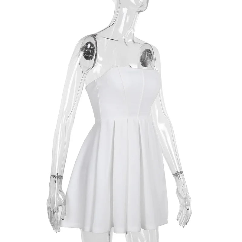 Elegant Strapless Corset A Line Solid Mini Dress