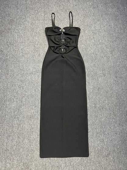 Strappy Hook Cut Out Bodycon Midi Dress