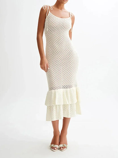 Ruffle Knit Midi Dress