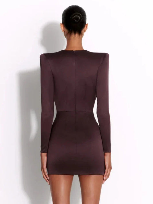 Deep V Neck Folds Design Long Dress