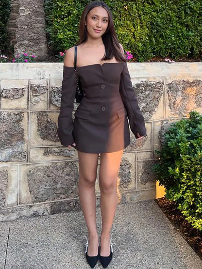 Off-Shoulder Blazer Dress Chic Style for Summer Parties