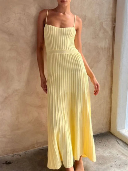 Solid Open Back Ribbed Stretch Knit Midi Dress