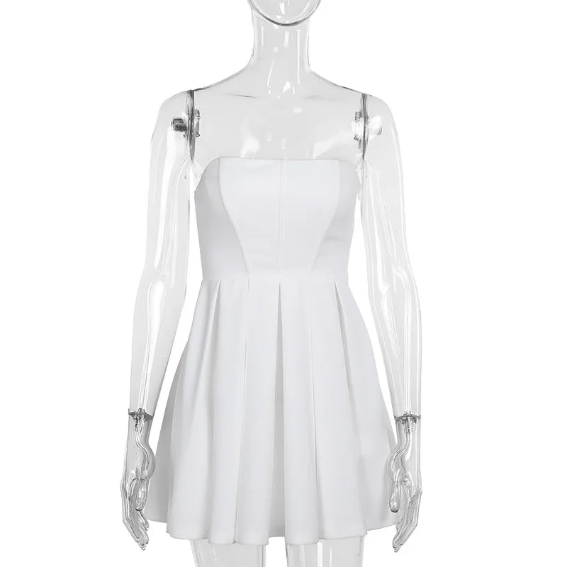 Elegant Strapless Corset A Line Solid Mini Dress