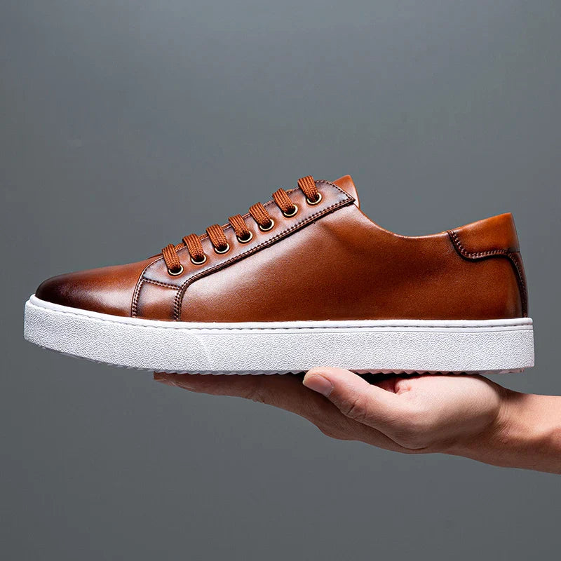 Leather Low-Top Sneakers | Contrast Sole | Maison Collection