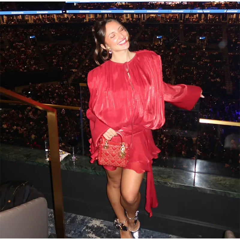 Elegant V-Neck Lace-Up  Summer Style Mini Dress