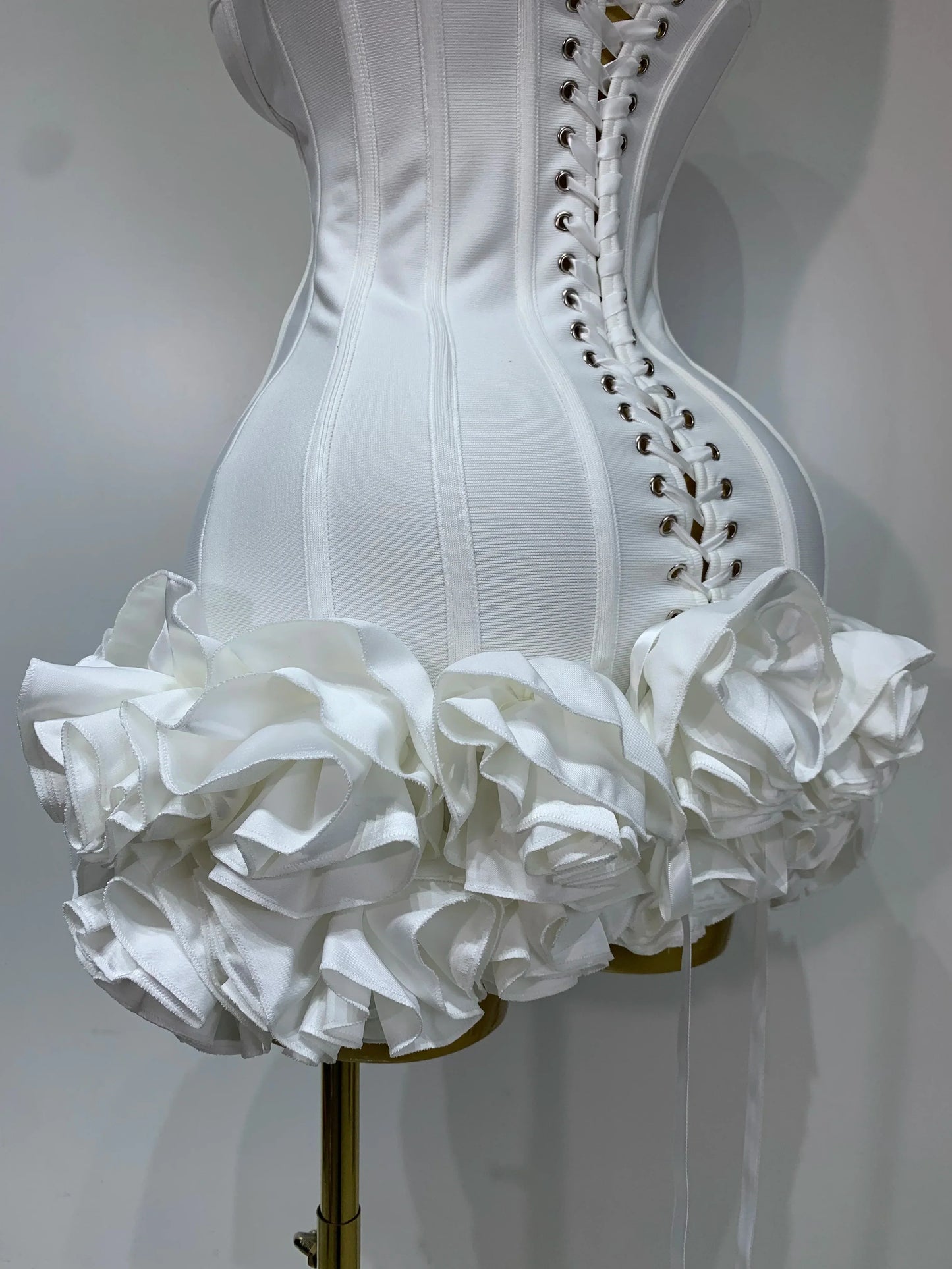 Strapless Flower Embellished Mini Bandage Dress