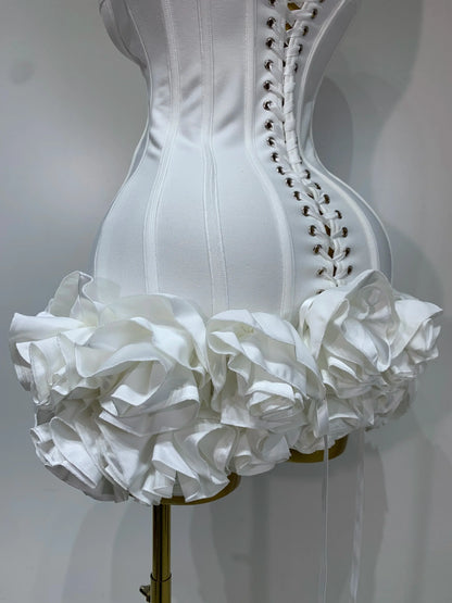 Strapless Flower Embellished Mini Bandage Dress