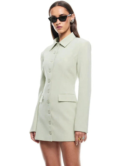 Turn-down Collar Buttons Blazer Mini Dress