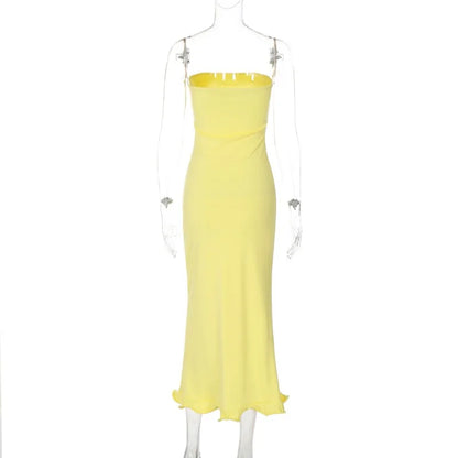 Frill Trim Tube Midi Dress